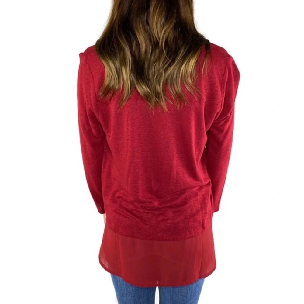 Lucky Brand Burgundy Long Sleeve Casual Top